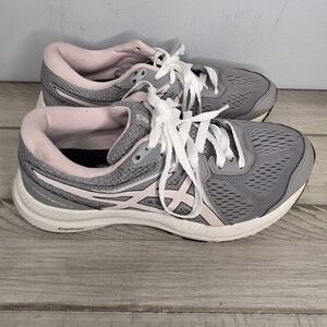 Asics Gel-Contend 7 Running Shoes Women's Size 7 1/2 Light Gray Pink Geometric